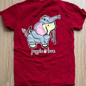 Puppie Love Women’s Elephant Red Graphic T-Shirt